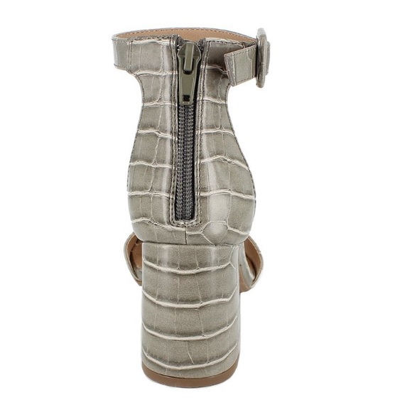 Espirt Gray Croc-Embssed Ankle Strap Baylee Sandal - Picture 2 of 6